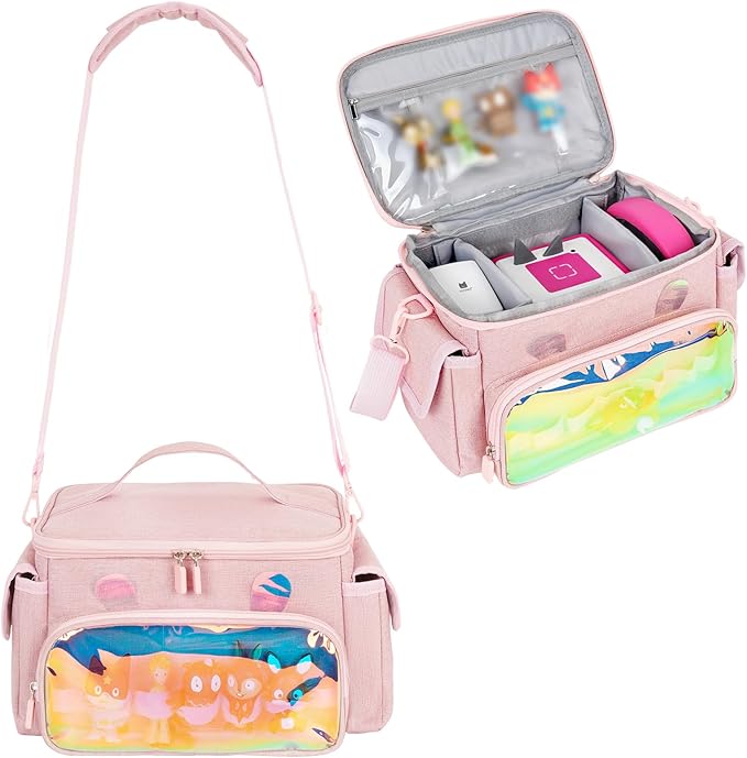 Carrying Case Fit for Toniebox 2 & 1, Cute Storage Bag Compatible with Little Tikes Story Dream Machine Starter Set, Tonies Characters and Accessories, Pink (Bag Only)
