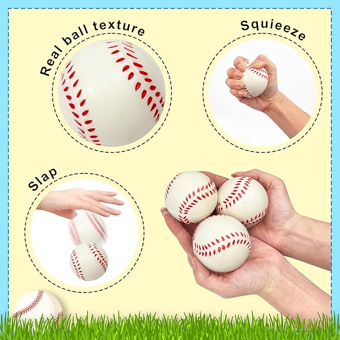 Baseball Valentines Day Cards Gifts for Kids School -24 Pack,Mini Foam Baseball Toys with Exchange Cards for Toddlers,Valentines Sport Goodie Bag Stuffer Classroom Favors Treats Prizes for Boys Girls