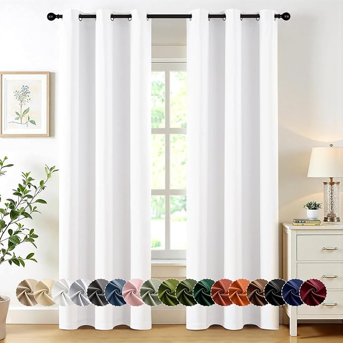 MIULEE Blackout Curtains for Bedroom 2 Panels 40 x 72 Inch Long Pure White | Thermal Insulated, Living Room Darkening Grommet Drapes, Noise Reducing, Light Blocking Window Treatments