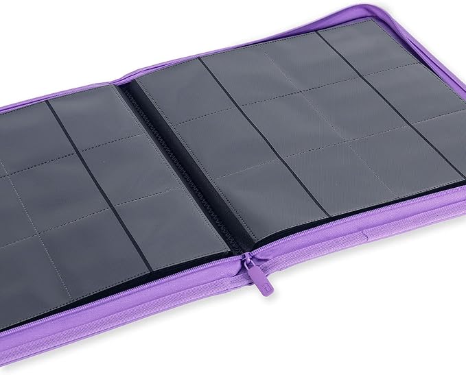 Vault X 12 Pocket Zip Binder, 480 Cards, Exo-Tec Material, 20 Side-Loading Pages (Purple)