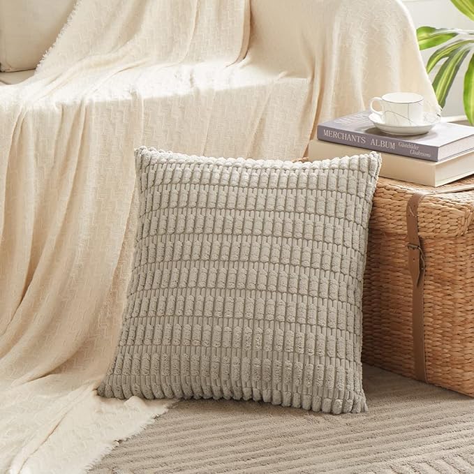 Fancy Homi 4 Packs Decorative Throw Pillow Covers for Living Room Couch Bed, Modern Farmhouse Boho Home Décor Accent Cushion Case, 28" x 28", Neutral