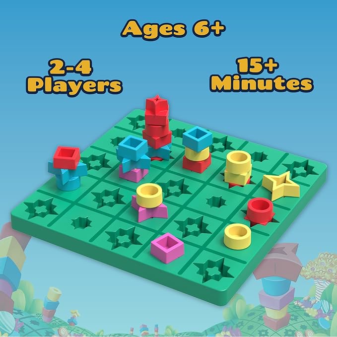 MindWare Candy Conquest Family Board Game - Twist on Traditional in-a-Row Classic Board Games for Kids Ages 6 and Up - Connect Four of Your Own Shapes in a Row - Strategic Classic Game for Families