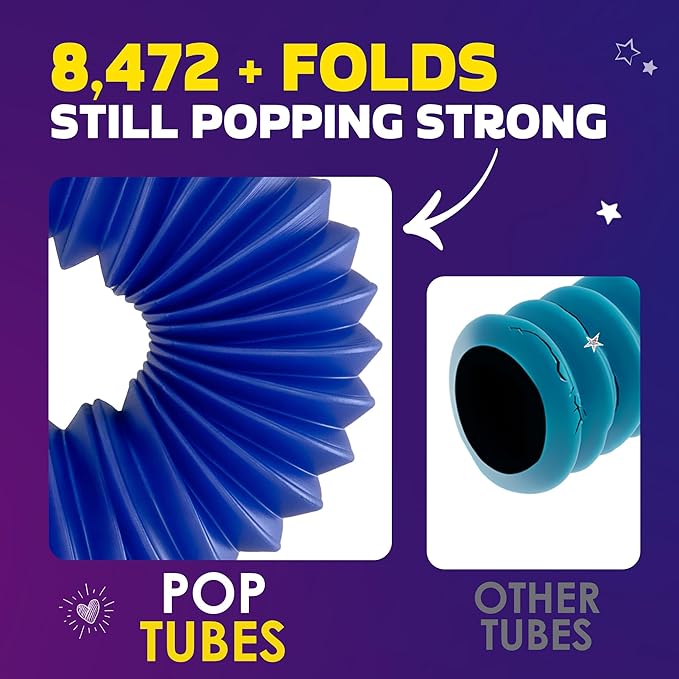 Nutty Toys Pop Tubes - Large 4-Pack Sensory Toys - Creative STEM Learning for Kids & Toddlers - Connect & Pop! Top ADHD Autism Fidget 2026, Best Boy & Girl Valentines Day and Easter Basket Gifts Idea