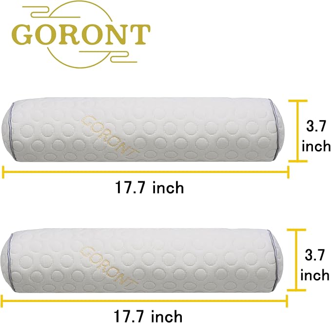 Cylindrical Pillow,Bedding Round Neck Pillow (Pack of 2, White Jacquard) 18 x 4 inches,Bolster Pillow for Bed, Legs, Back and Yoga (18x4)