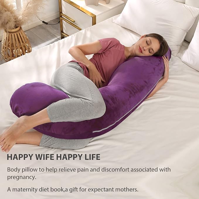 BATTOP Pregnancy Pillows for Sleeping,Maternity Body Pillow with Washable Cover,New Mom Gifts for Women,Support for Back,HIPS,Legs,Belly for Pregnant Women(Dark Purple)