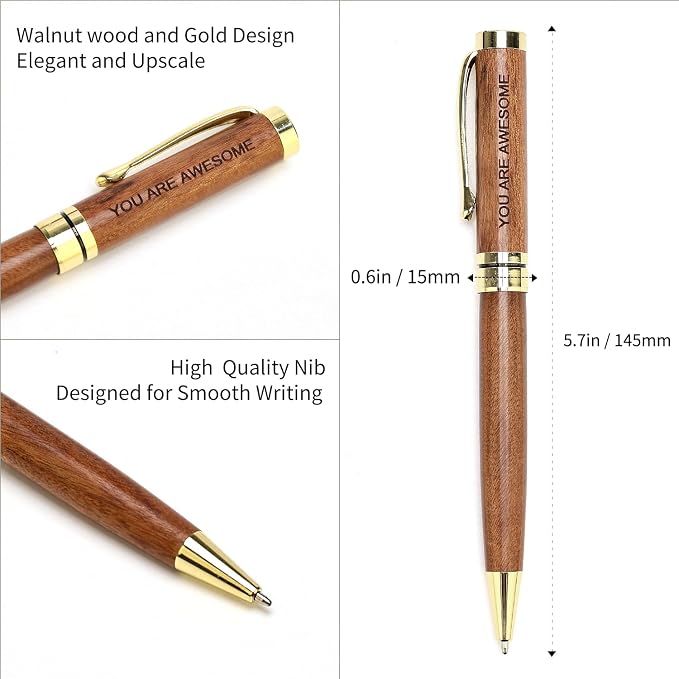 Renawe Luxury Wooden Pen Set Thank You Gifts for Women Men Friends Cool Teacher Boss Appreciation Gift for Female Coworkers Nice Engraved Pens Gifts Office Business Pens Work Employee Gratitude Gift