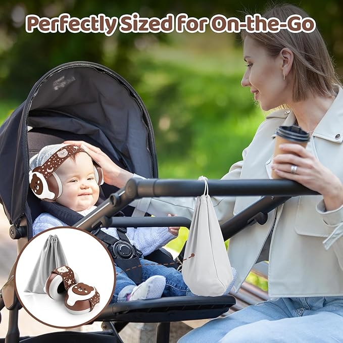 Baby Ear Protection,Bear Infant Headphones Noise Cancelling for Infant Hearing Protection Ages 0-36 Months with Adjustable Headband,25dB NRR Baby Earmuffs,Ideal Baby Travel Essentials for Sleep