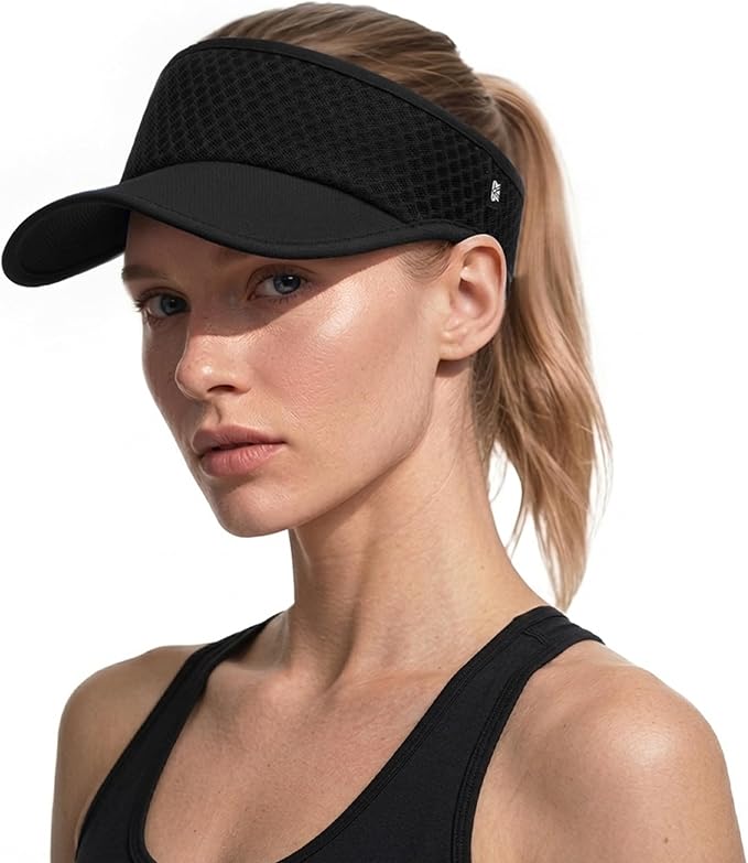 Breathable Mesh Sun Visor Lightweight Sport Hat for Men Women | Adjustable Elastic Machine Washable Moisture Wicking Quick Dry Comfortable Sun Protection for Golf Running Tennis Hiking