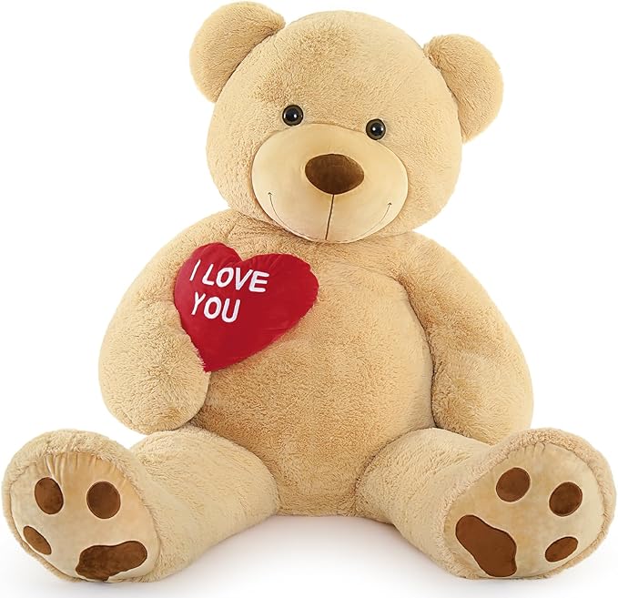 MaoGoLan Giant Teddy Bear - 6 Feet Red Heart Big Brown Stuffed Animal - Huge Valentines Teddy Bear for Loved Ones - Anniversary, Birthday