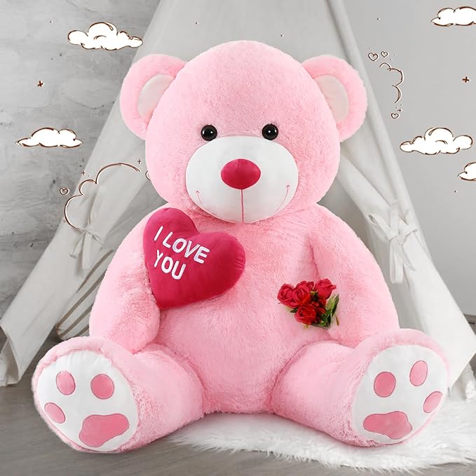 MaoGoLan Big Teddy Bear with I Love You Red Heart, 36" Cuddly Large Teddy Bear Gift for Kids,Boyfriend,Girlfriend.Wife