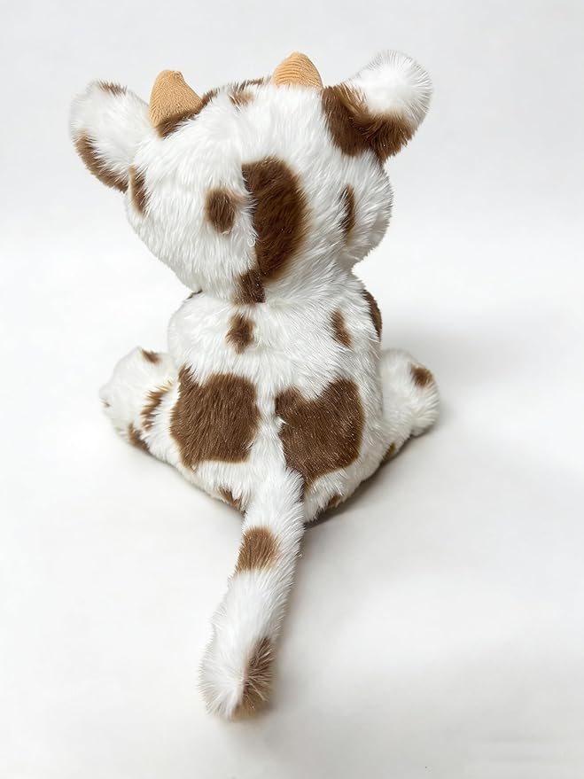 Cute Cow Plush Stuffed Animal Doll Toy 8 inch for Girls Boys One Pieces （Each one has a Different Pattern） (sit Cow bd Brown