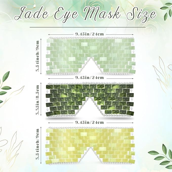 Chicingyou 8 Pcs Jade Eye Mask Bulk with 100% Real Jade Reusable Facial Cooling Mask with Beads for Hot and Cold Therapy to Reduce Wrinkles Puffiness Migrained and Anti-Aging(Green)