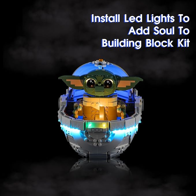 Vaodest LED Light for Lego 75403 Grogu with Hover-Pram Set,Design and Configuration Compatible with Lego 75403 Model(LED Light Only, Not Building Block Kit)