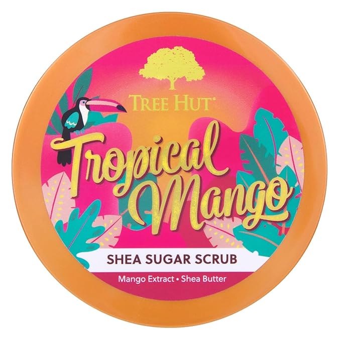 Tree Hut Tropical Mango Shea Sugar Scrub, Mothers Day Gifts, Exfoliating, Hydrating & Moisturizing Body Scrub with Shea Butter & Nourishing Essential Oils, Smooth & Soften Skin, 18 oz