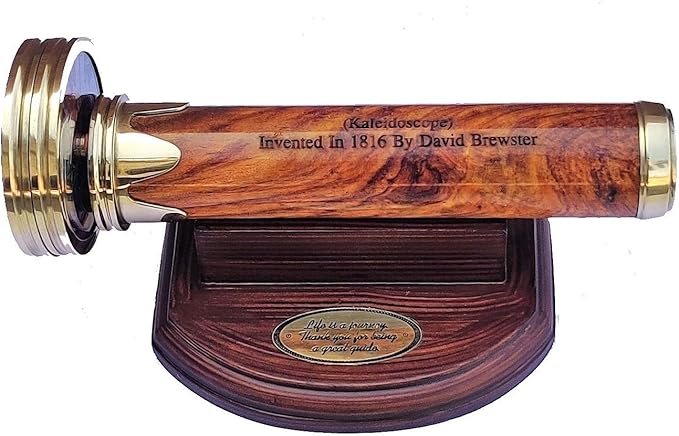 Handmade 8 Inches Wooden Tube And Brass Ring Working Kaleidoscope Best Birthday Gift For Children