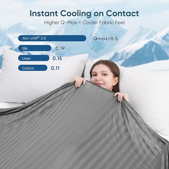 Elegear Cooling Blanket Twin for Hot Sleepers, One-Way Moisture Flow | Arc-Chill® 3.0 Q-Max>0.5 Cooling Fabric with One-way Moisture Flow Helps Keep Skin Cool & Dry & Breathable, No Sticky Feeling