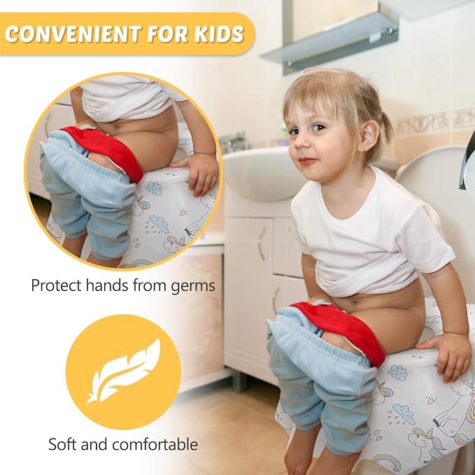 Mimorou 40 Pack Disposable Toilet Seat Covers for Kid Toddler Adults Extra Large Individually Wrapped Portable Paper Potty Seat Cover Potty Training Liners for Travel(Unicorn Style)