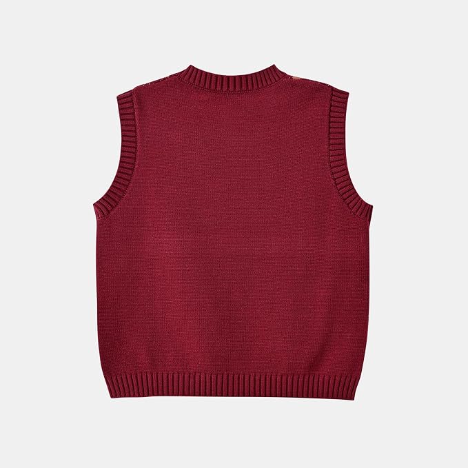 Women's Sweater Vest,Y2K Sleeveless Pattern Preppy Style Knitted Crop Tank Top for Girl