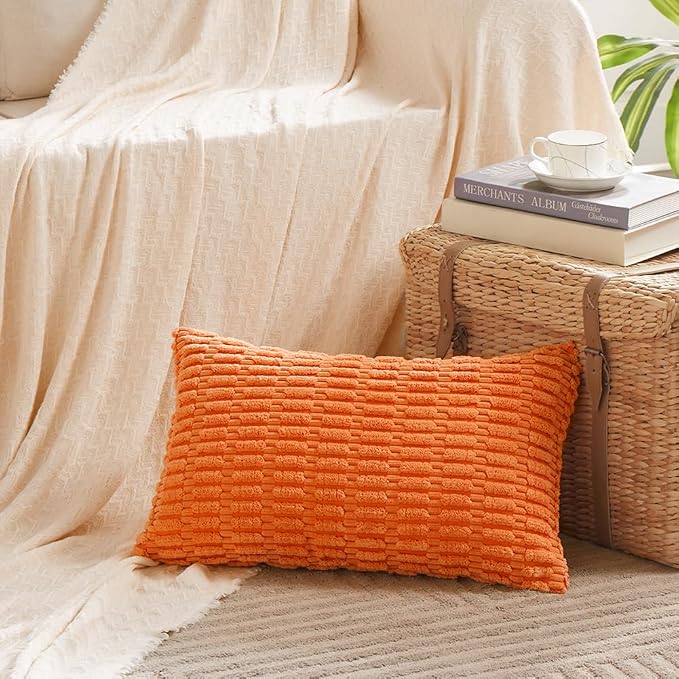Fancy Homi 4 Packs Decorative Throw Pillow Covers for Living Room Couch Bed, Modern Farmhouse Boho Home Décor Accent Cushion Case, 24" x 16", Orange
