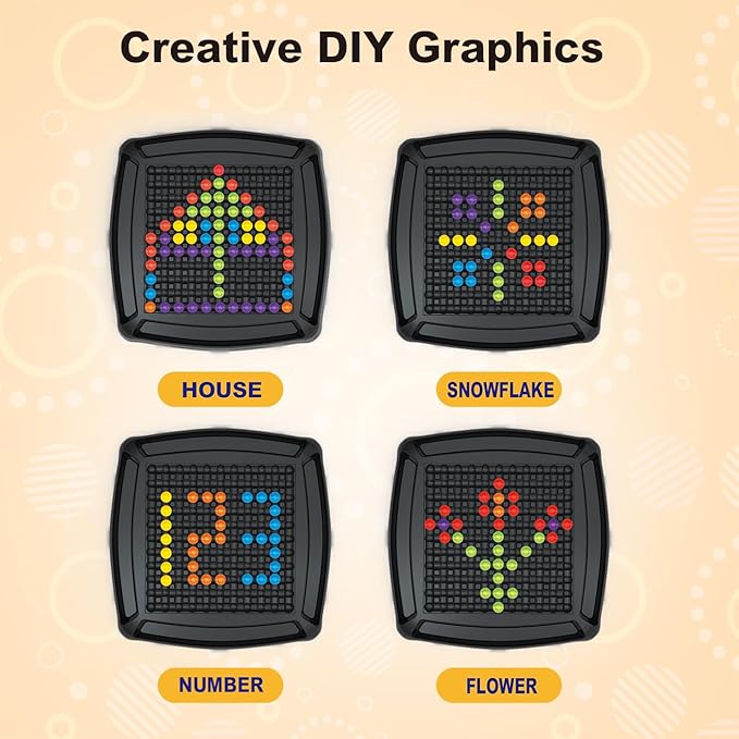 Happy Puzzle Blast Board Game, 2-4 Players, 120 Colored Beads, Creative Pattern Making Game for Family