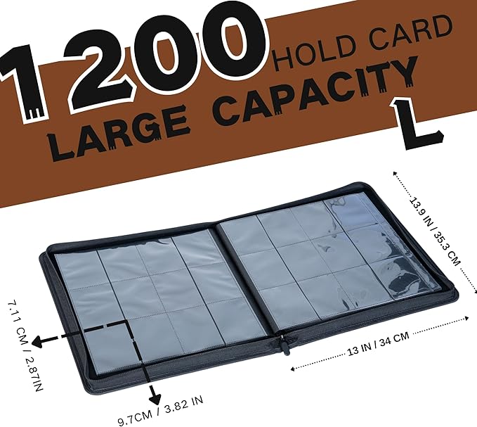 1200+ Pockets Trading Card Binder, 12-Pocket Card Ablum Compatible with lorcana,MTG,Sports Cards & Other Standard Size Trading Card (GREEN)