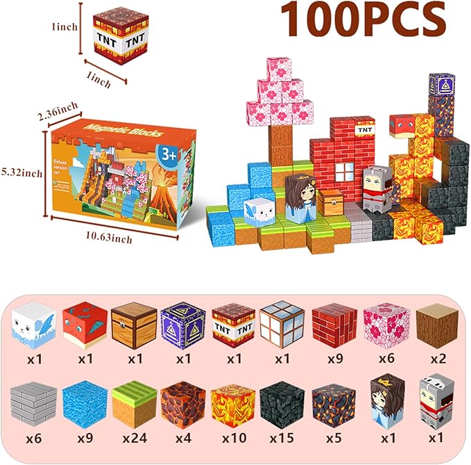 Larger Magnetic Building Blocks Building Cubes 2025 Upgared STEM Montessori Sensory Toys for Boys Girls Christmas Birthday Gifts Ages 3+
