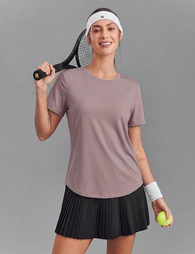 PINSPARK Soft Workout Tops for Women UPF 50+ Sun Protection Shirt Quick Dry Athletic Running Hiking Travel Basic Tee Shirts