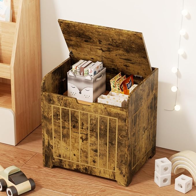 Aenuert Storage Chests, Small Cube Organizer Box,Wooden Entryway Storage (Brown, Without Handles)
