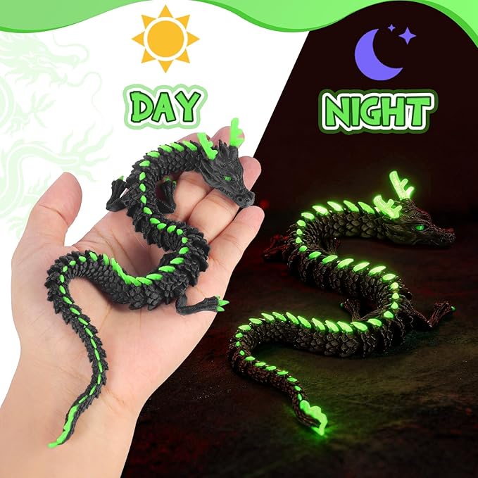 12-inch 3D Printed Dragon Eggs, Glow in The Dark Fidget Toys for Kids & Adults, for Home Office Desk Decor (Dark Green, Pcs, 1)