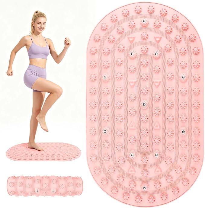 Silicone Acupressure Reflexology Foot Massage Mat for Tired Feet | Pink Foot Massage Mat with Raised Nubs to Relax Feet, Promote Blood Circulation, Ideal for Home or Office Use