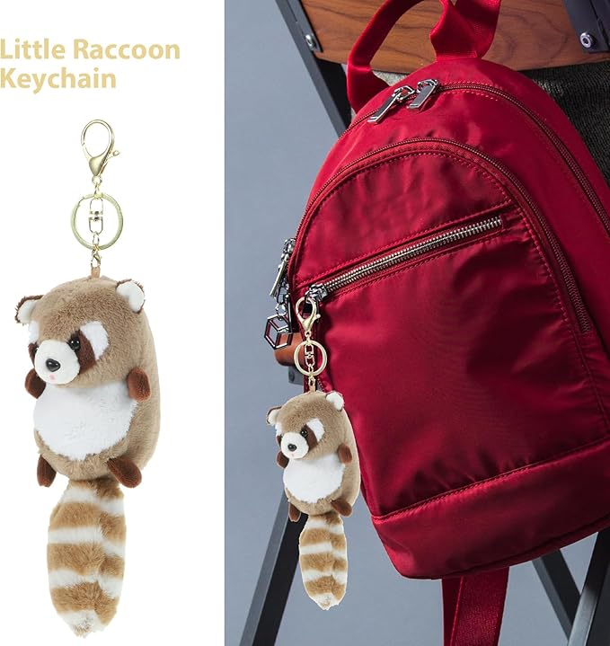 Raccoon Keychains Plush Stuffed Keychain Cute Soft Plush Raccoon Keychain Animal Pendant Toy Jewelry for Bag Purse
