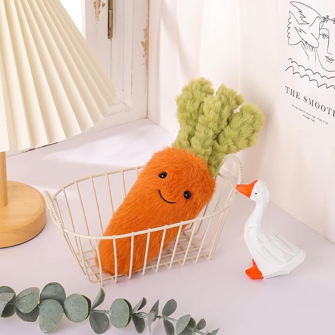 Apricot Lamb Toys Plush Food Plushies Green and Orange Naive Carrot Stuffed Vegetable Soft Cuddly Perfect for Kids 8.7 Inches