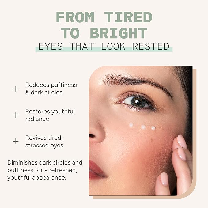 Firming Eye Cream - Anti-Fatigue Restorative for Dark Circles, Puffiness & Fine Lines| Hydrates, Smooths with Peptides & Caffeine, Sensitive Skin Friendly, 0.5 oz.
