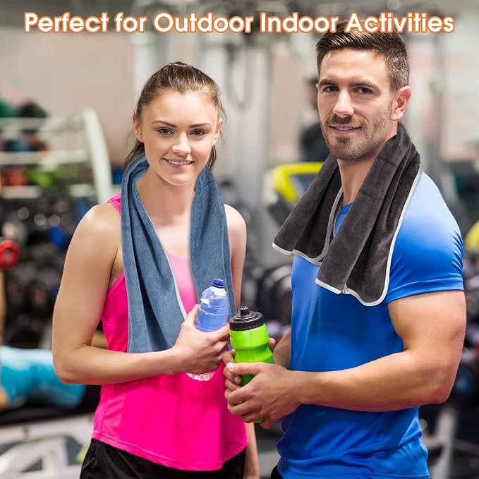 Hoiny 3 Pack Microfiber Gym Towels, Super Soft, Quick Drying, 14.2" x 30" | Absorbent Towel for Fitness, Yoga, Swimming, Sports, Workout, Skin-Friendly for Women Men