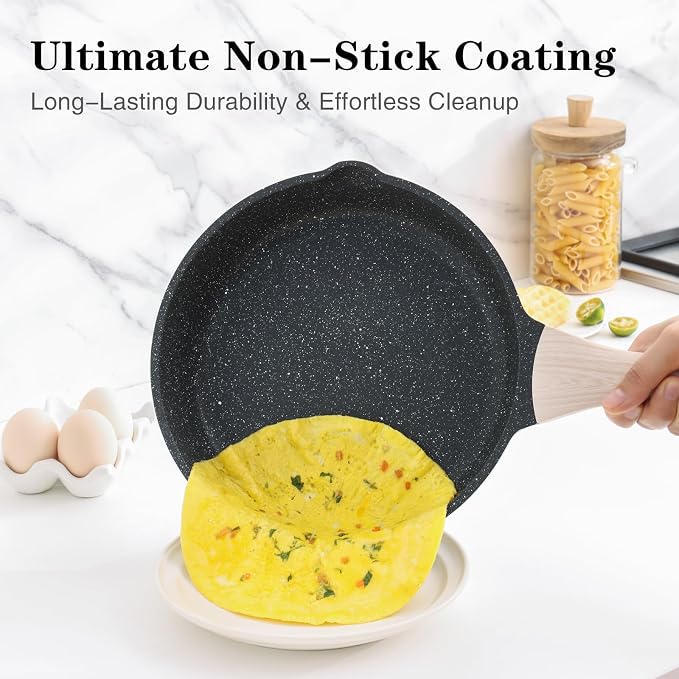 Kordisen Nonstick Frying Pan, 12.5 Inch Large Skillet, Granite Cooking Pan, Healthy and Non Toxic, Induction Compatible, PFOA Free