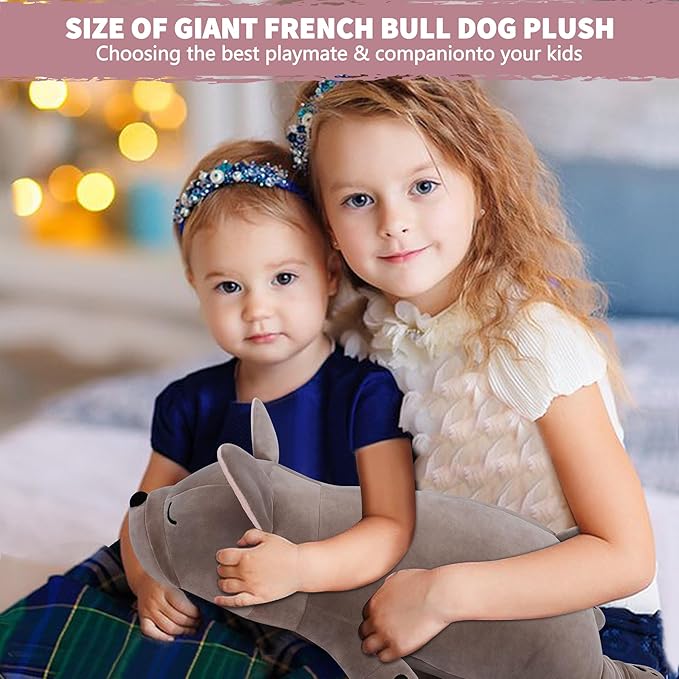 Auspicious beginning 19'' Large French Bulldog Plush Stuffed Animal- French Bulldog Dog Plush Pillow Plushies, Big Sleeping Body Pillow Dog Plushie Toy, Christams Birthday Gifts for Kids Girls Boys