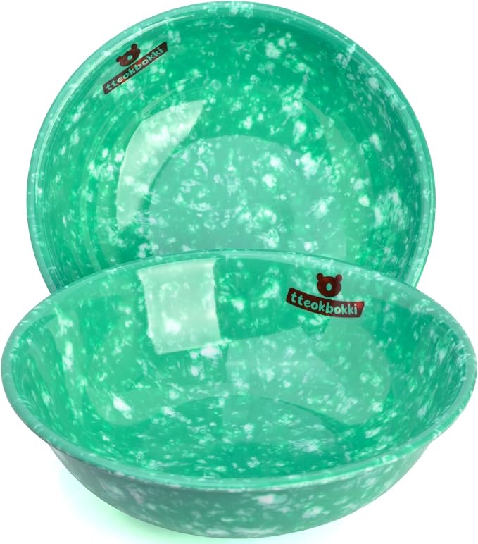 Traditional Korean Snack Tteokbokki Rice Cakes Ramen Melamine Bowls set of 2, 32oz 8-inch