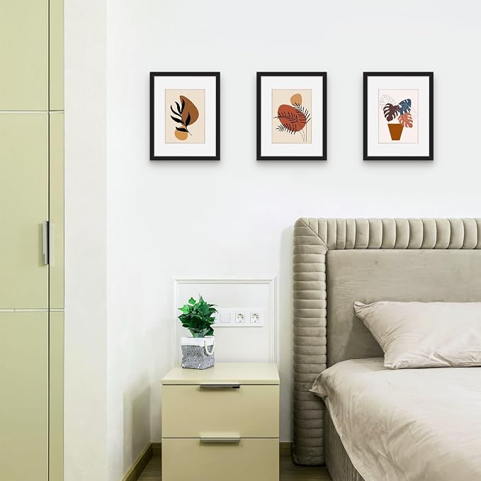 Picrit 8.5x11 Picture Frame Set of 12, Display 6x8 with Mat or 8.5 x 11 without Mat, Photo Frames for Wall Mounting or Table Top Display, Black