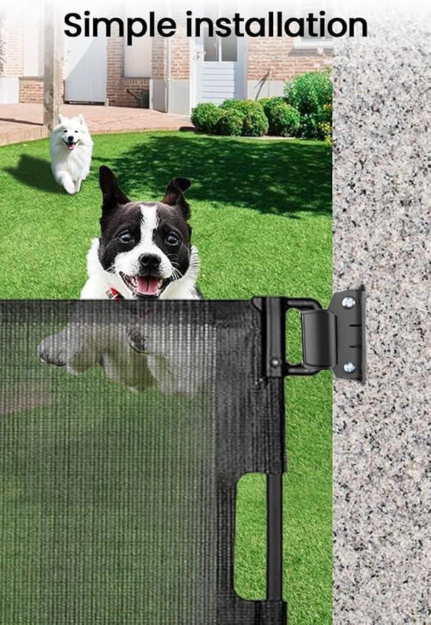 Retractable Baby Gate Replacement Parts Compatible with 55" W x 33" H Retractable Baby Gates Including 2 Latches+2 Brackets+1 Set of Screws for Dog Gate Easy Installation