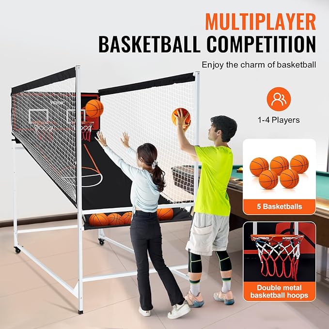 VEVOR Basketball Arcade Game Indoor, 2 Player Indoor Basketball Game, Home Dual Sport with 8 Game Modes, Electronic Scoreboard, and Inflation Pump,Adults