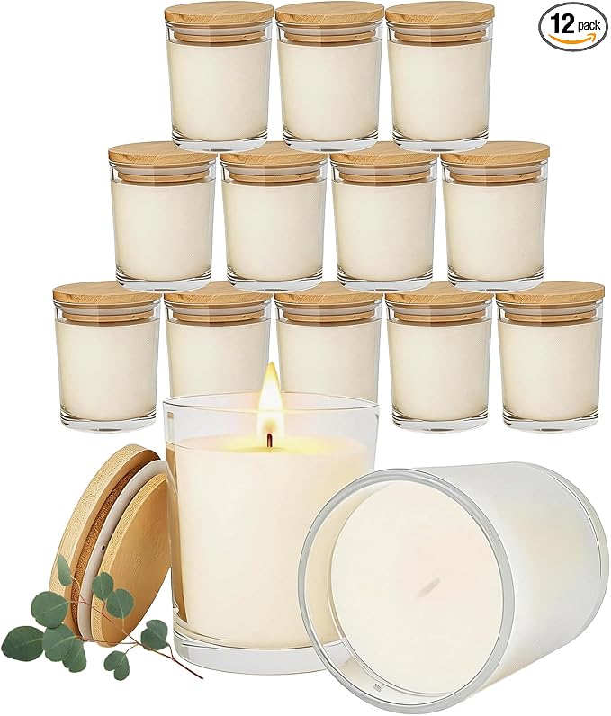 12 PCS 6oz Eucalyptus Scented Pure Soy Wax Aromatherapy Candles | Calming Home Fragrance Gift Box | Bulk Favors for Wedding, Party, Spa & Home Decor