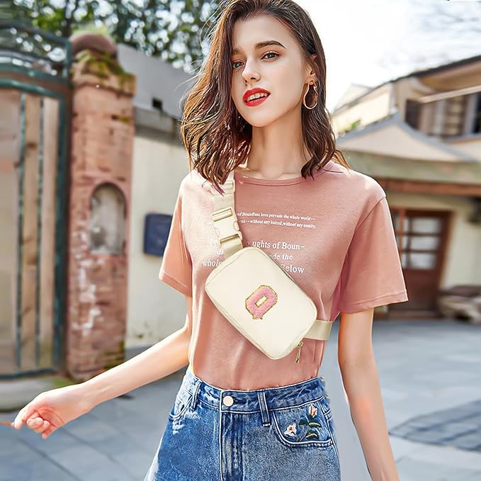 Gitus Personalized Gifts Birthday Gifts for Girls Fanny Pack Cross Body Bags with Initial Letter Preppy Stuff Gifts for Her Girlfriend Wife Sister Friends Mom (Ivory-Q)