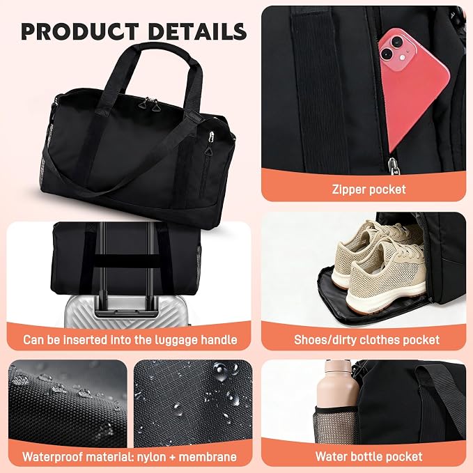Yoga Mat Bag, Gym Workout Bag with Water Bottle Pocket, Pilates Bag for Women with Wet & Dry Pocket, Yoga Bags and Carriers Fits All Your Stuff, Yoga Tote Bag for Sports Travel Office