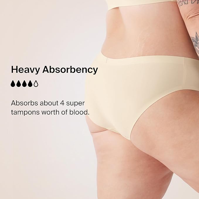 KNIX Super Leakproof No-Show Bikini Period Underwear – Heavy Flow, Reusable Absorbent Menstrual & Incontinence Panties