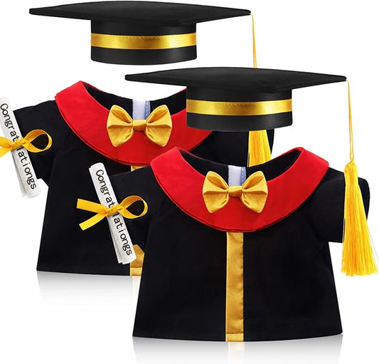 Set of 2 Graduation Teddy Bear Clothes Cap & Gow Outfit Fits Make Your Own Most 14" - 18" Bear Plush Stuffed Animal Outfit Pet Dog Doll Cap and Gown Build a Bear Clothe(Graduation D, Fit 14"-18")