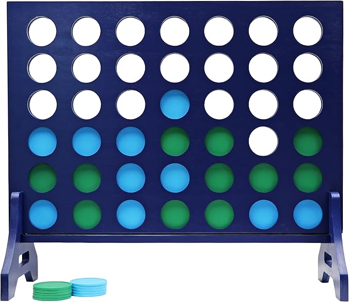 Tailgating Pros Premium Navy Giant Four in a Row with Carrying Case - Jumbo Oversized Outdoor Yard Game - Connect Multiple Pucks in a Row to Win - Many Puck Colors Available!