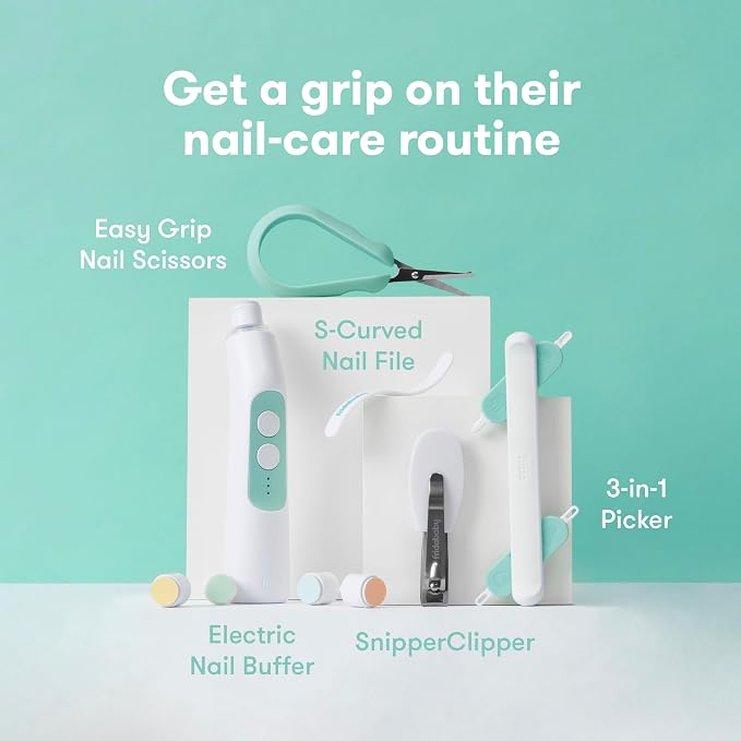 Frida Baby Electric Nail Buffer Replacement Pads | Safe + Easy Grooming, Trimming, and Nail Filing for Newborn, Toddler, or Children's Fingernails and toenails, 4 Buffer Pads (Pack of 2)