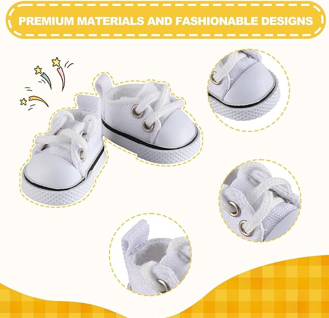 2025 New Version Doll Shoes, 1 Pair Premium White Canvas Shoes, Perfect Match for bubu Clothes, Shoes for 15&17cm Doll Accessories