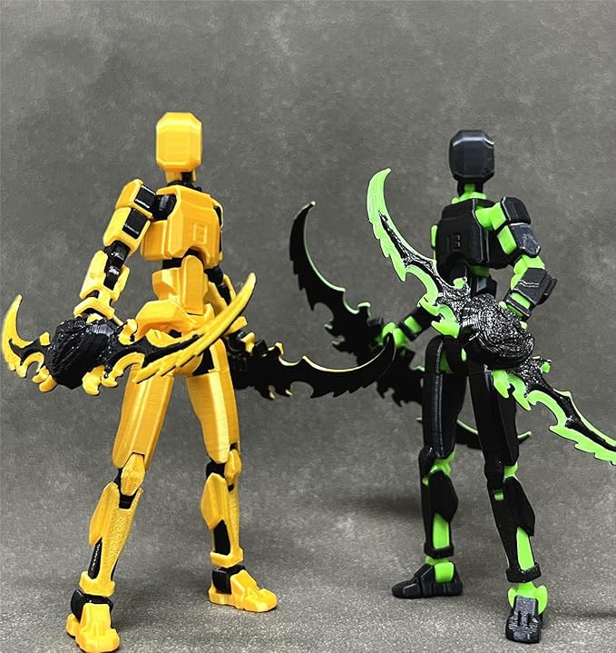 T13 (Assembly Completed) 3D Printed Action Figure,Dummy 13 Robot Action Figure, T13 Collectible Action Figure Articulated, for Collectors Desktop Decorations, muñeco de acción (Gold Black)
