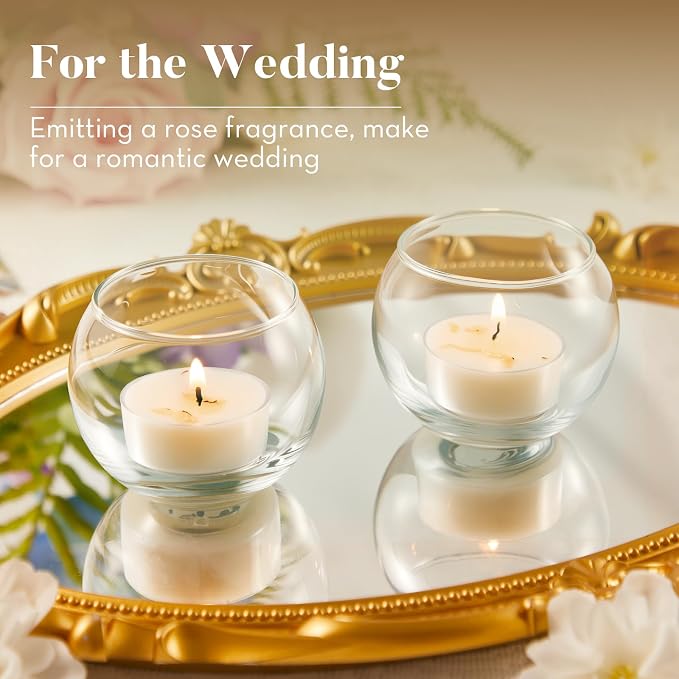 Ashlux 4-Hour Acrylic Jasmine Soy Wax Scented Tea Lights, 8 Pack Bulk | 4 Hour Long Burning, Non-Paraffin, Smokeless, For Weddings, Table Centerpieces, Home Decor & Christmas